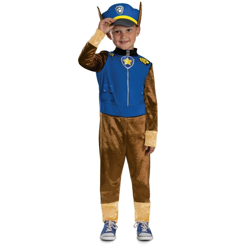 Chase Classic Costume for Toddlers, Paw Patrol, Jumpsuit with Tail and Headpiece