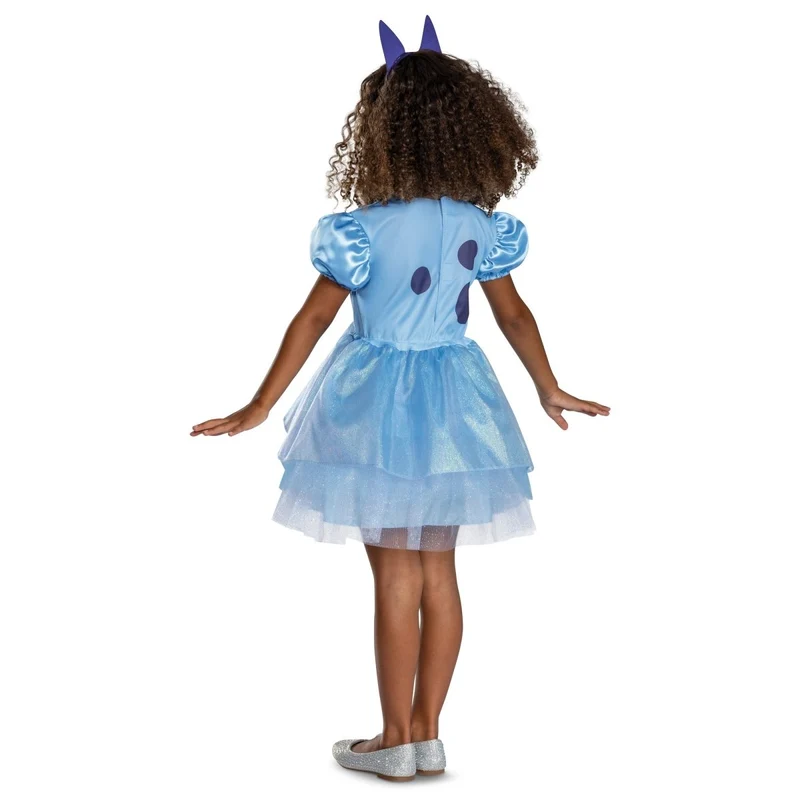 Bluey Dress Classic Costume for Toddlers, Blue Dress with Headband