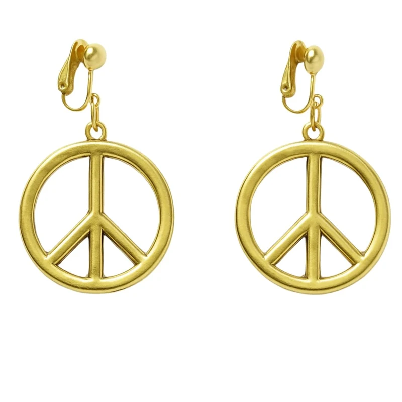 Gold Peace and Love Earrings, 1 Count