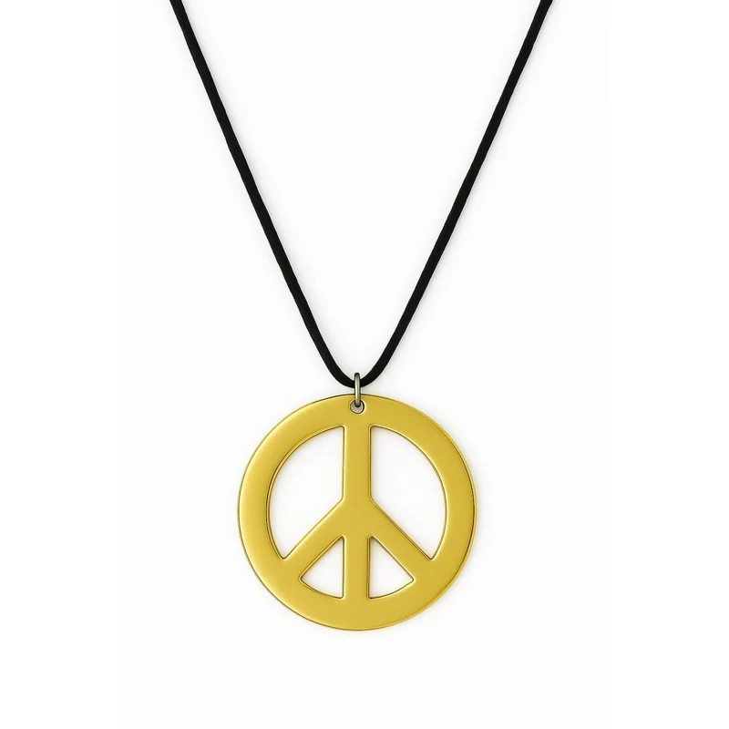 Gold Peace and Love Necklace, 1 Count