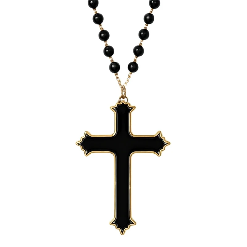 Black and Gold Rosary, 1 Count