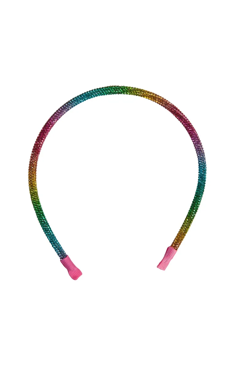 Rockin' Rainbow Neon Crystal Headband Vibrant Hair Accessory