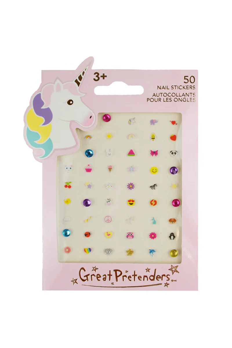 Great Pretenders Unicorn Nail Stickers for Kids 50 Piece Set