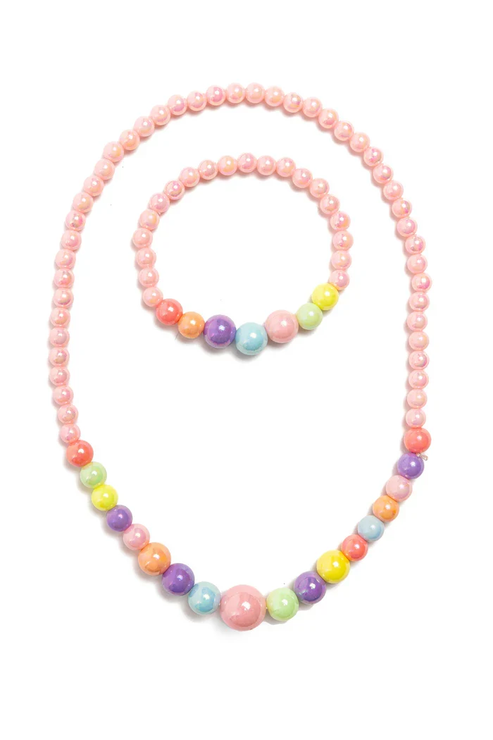 Pearly Pastel Necklace and Bracelet Set for Kids | Charming Jewelry