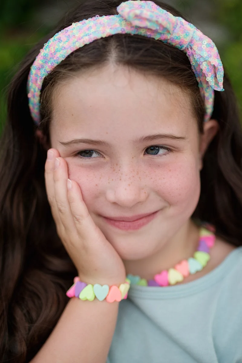 Sweet Tart Heart Necklace and Bracelet Set Neon Candy Style