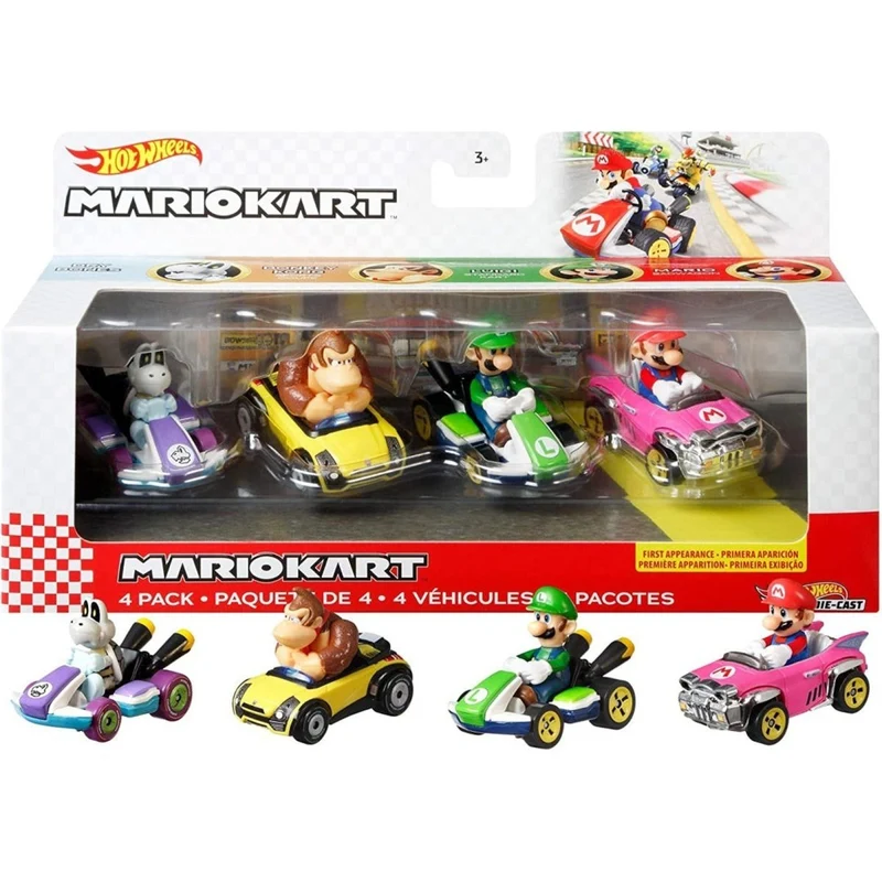 Hot Wheels Mario Kart Vehicles, Assortment, 4 Count