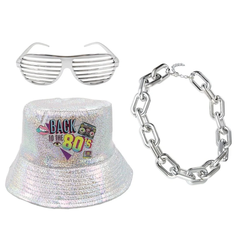 Silver 80s Retro Accessory Kit for Adults
