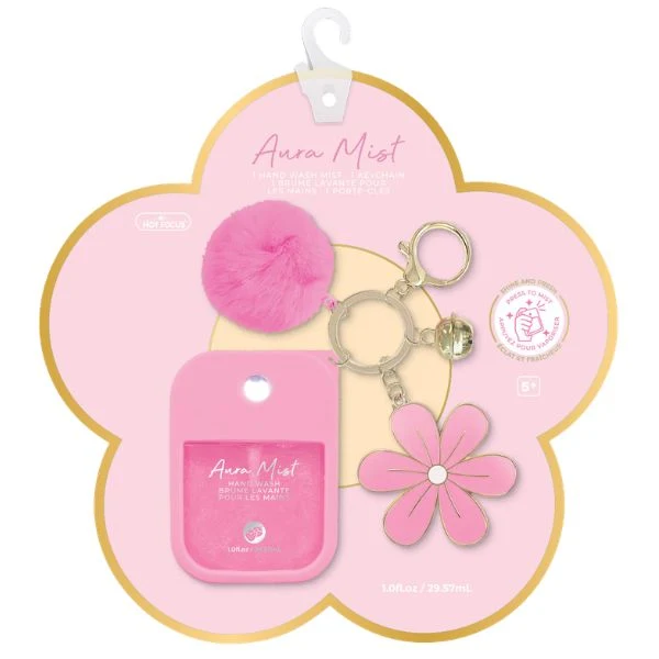 Hot Focus Aura Mist Strawberry Daisy Hand Wash Keychain Set