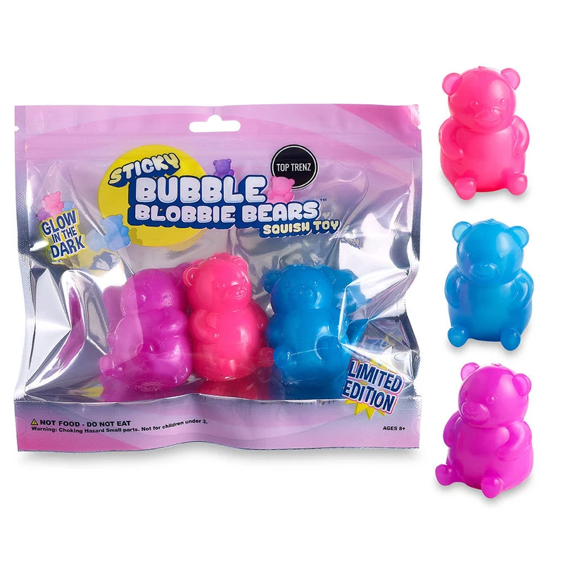 Top Trenz Sticky Bubble Blobbie Gummie Yummy Bears Glow Fidget Toy