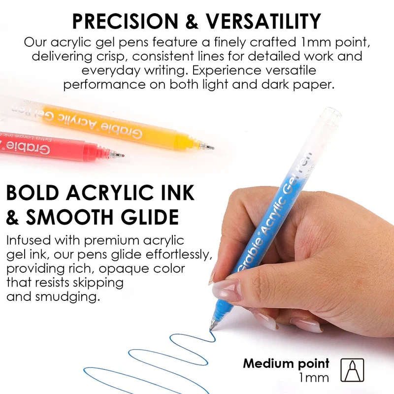 Grabie Bold & Bright Coloring Kit with 12 Acrylic Gel Pens - Sugar Rush