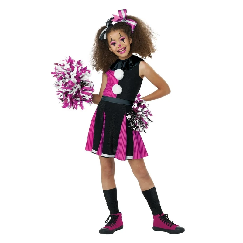 Cheer-Ful Clown Costume for Kids, Pink and Black Dress