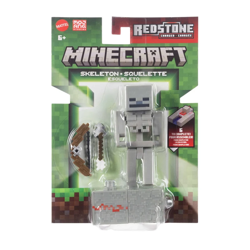 Minecraft Skeleton Action Figure with Accessory and Redstone Piece