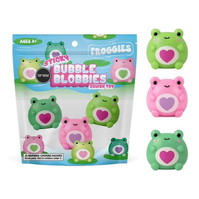 Sticky Bubble Blobbie Frog 3-Pack Squishy Fidget Toy Set
