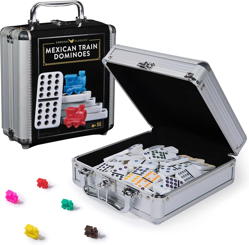 Spin Master Mexican Train Dominoes Set in Aluminum Carrying Case