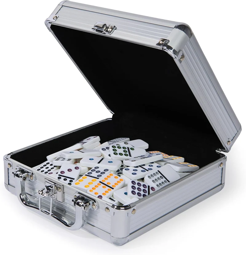 Spin Master Mexican Train Dominoes Set in Aluminum Carrying Case