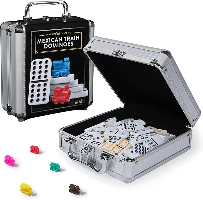 Spin Master Mexican Train Dominoes Set in Aluminum Carrying Case