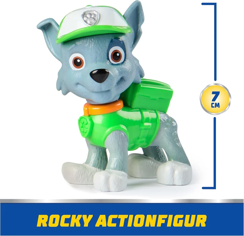 Paw Patrol Rocky Figure with Sustainable Recycling Truck Toy Vehicle