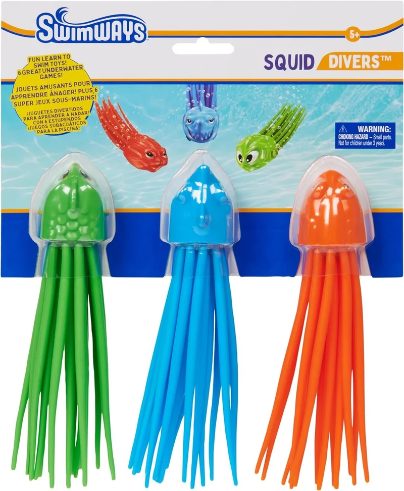 SwimWays SquiDivers Diving Toys 3-Pack Soft Flexible Pool Fun
