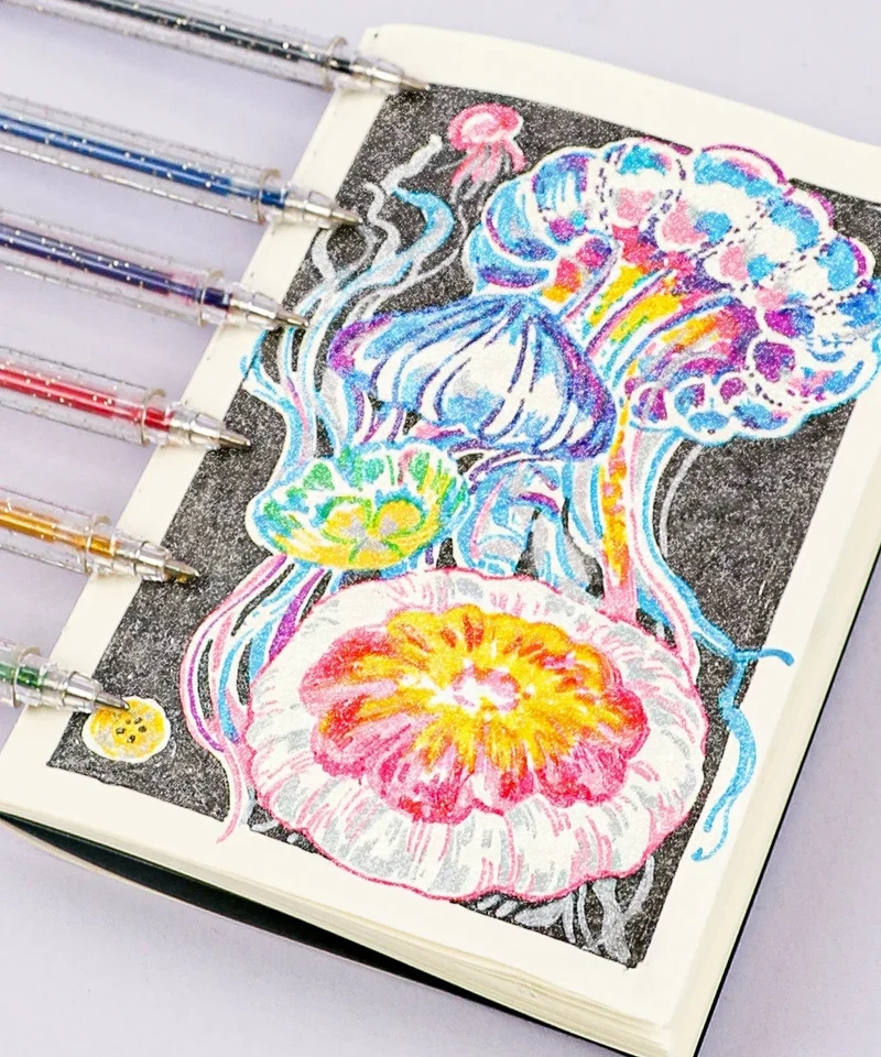 Grabie 18-Piece Iridescent Glitter Gel Ink Pen Set For Artists
