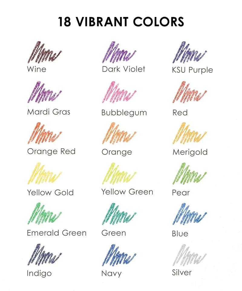Grabie 18-Piece Iridescent Glitter Gel Ink Pen Set For Artists