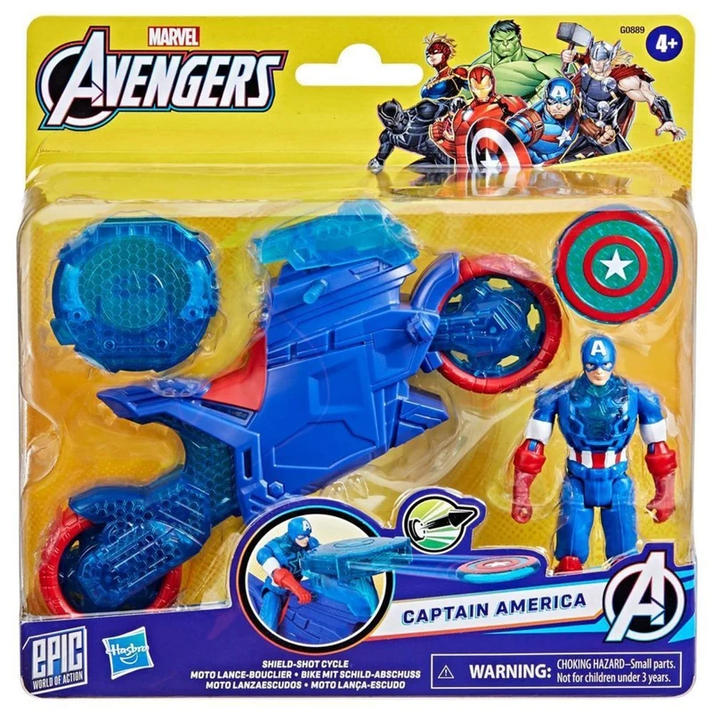 Captain America Shield-Shot Cycle Vehicle Action Figure, Avengers, 1 Count