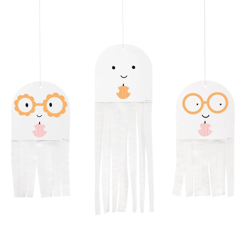 Ghost Paper Hanging Decorations, 3 Count