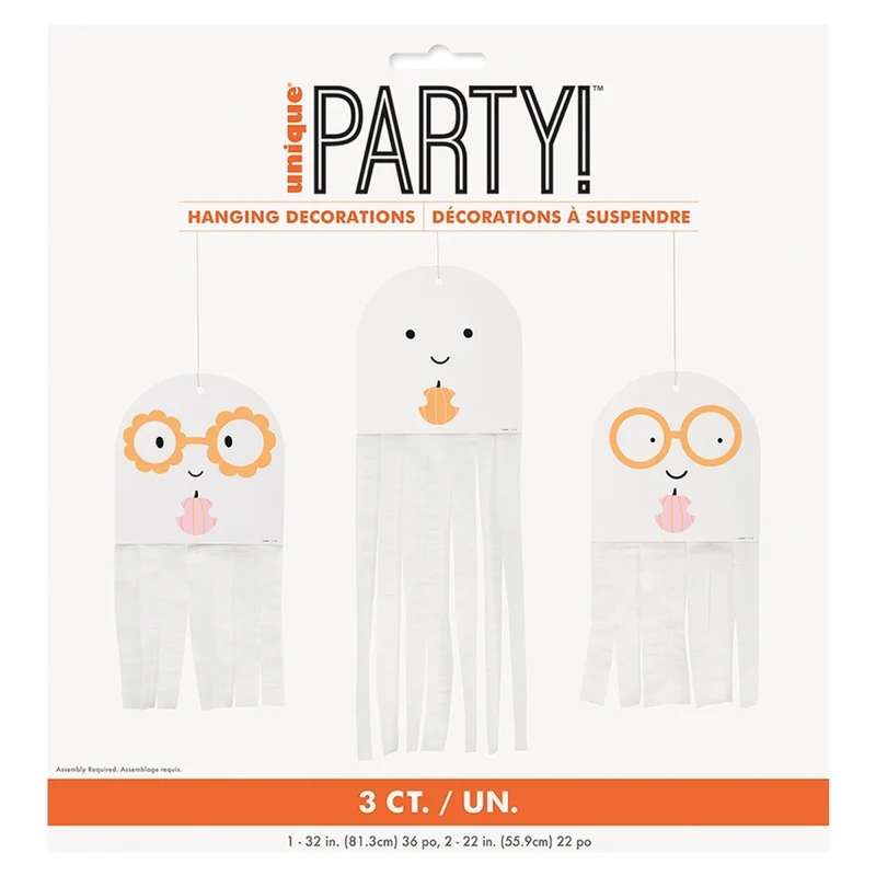 Ghost Paper Hanging Decorations, 3 Count