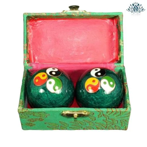 Boules chinoise vert yin yang