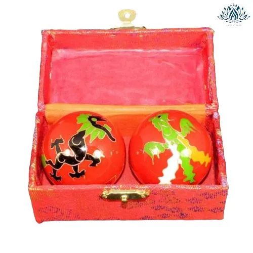 Boules chinoise rouge avec dragon