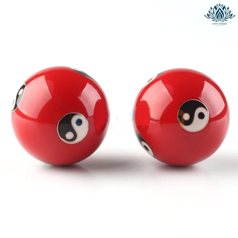 Boules chinoises rouge Yin Yang