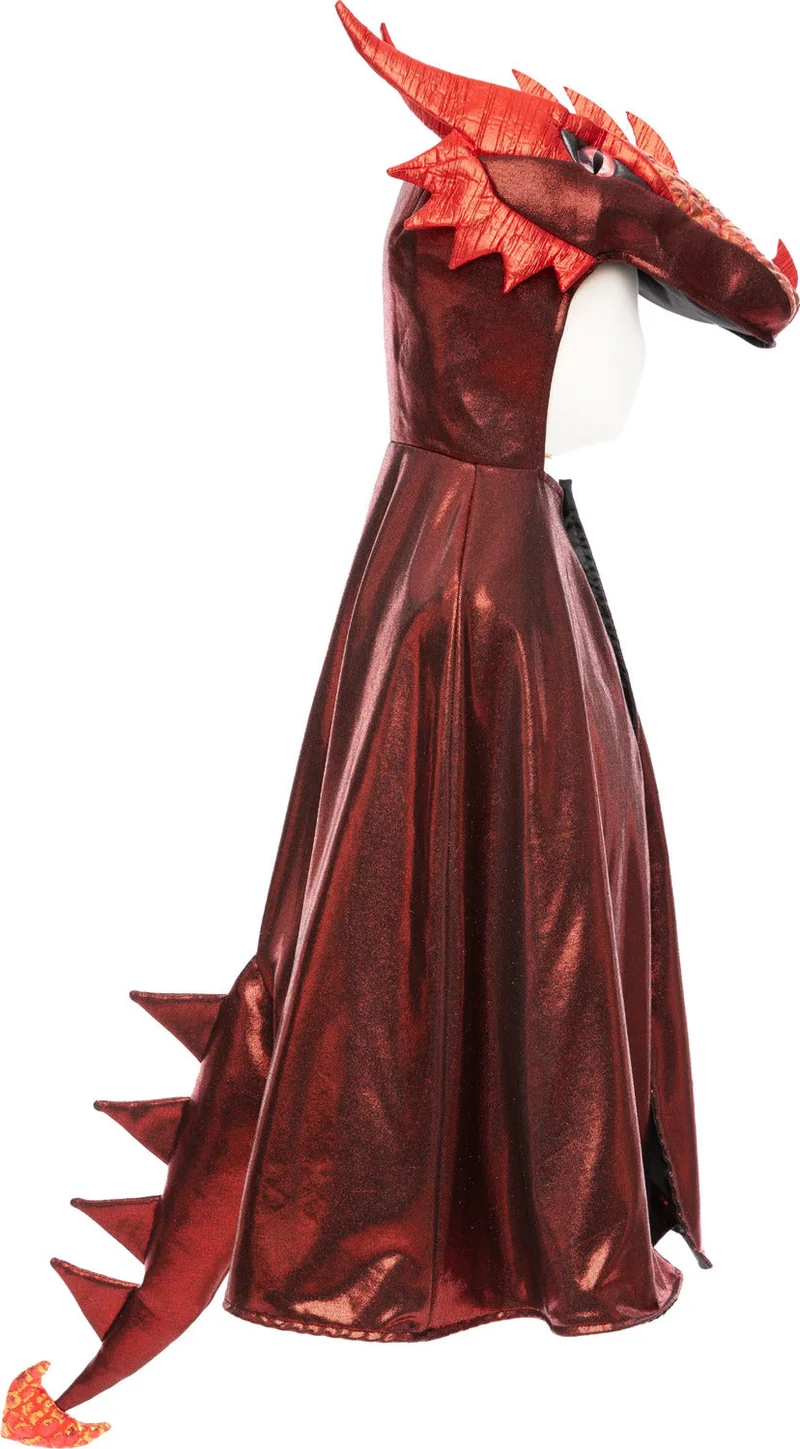 Ruby Metallic Dragon Cape - Vibrant Red Costume for Kids Size 5-6
