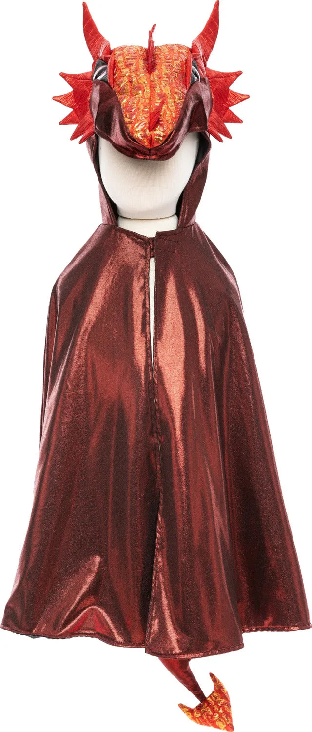Ruby Metallic Dragon Cape - Vibrant Red Costume for Kids Size 5-6
