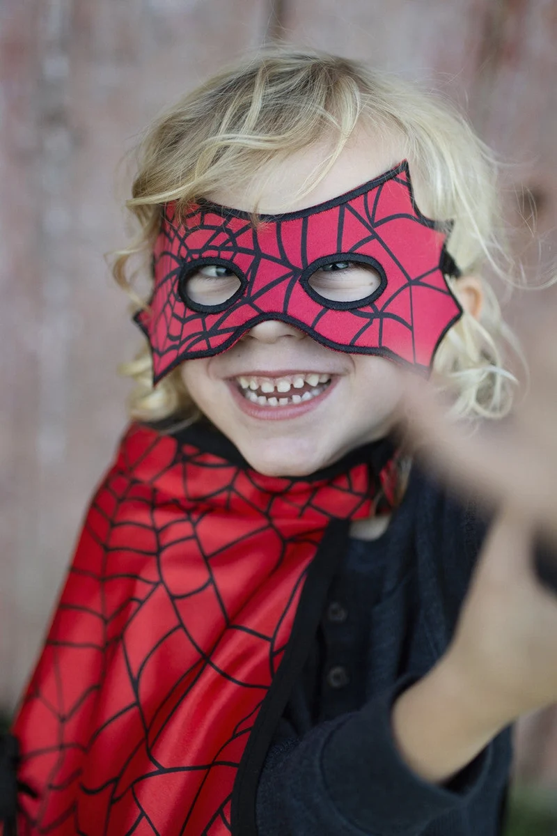 Reversible Spider and Bat Cape with Matching Mask Size 3-4