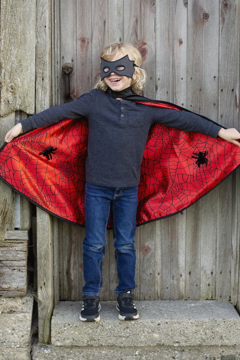 Reversible Spider and Bat Cape with Matching Mask Size 3-4