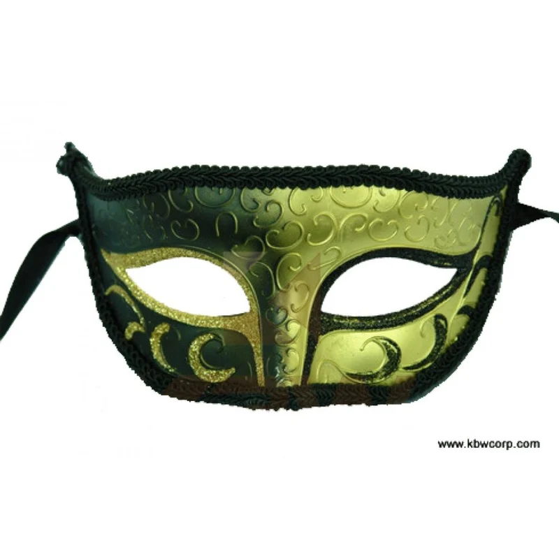 Black and Gold Masquerade Mask, 1 Count