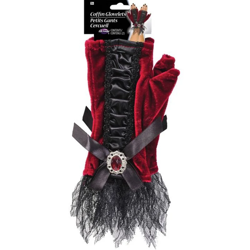 Velour Coffin Glovelet, Red