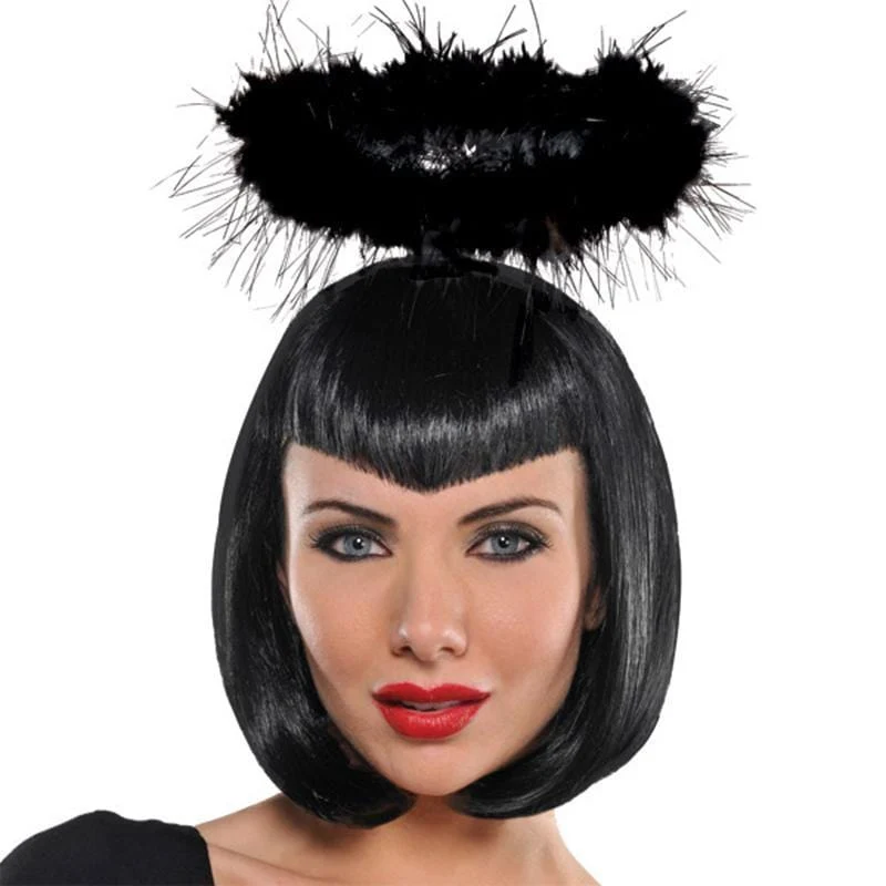 Black marabou halo for adults