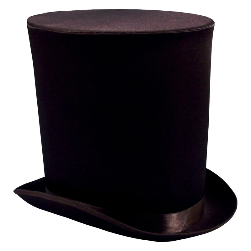 Black Satin Victorian Coachman Hat for Adults