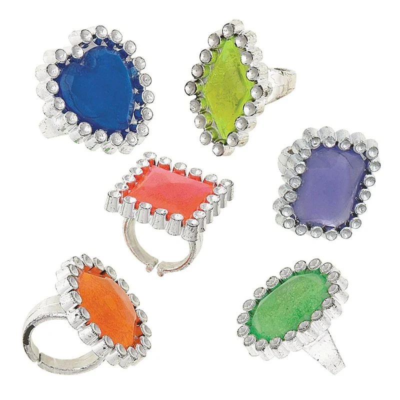 Plastic gem rings, 24 per package