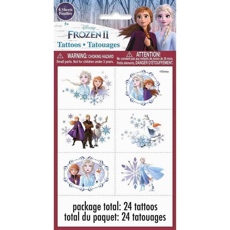 Frozen 2 temporary tattoos, 24 per package