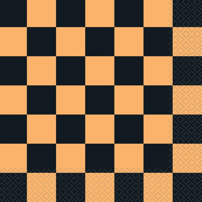 Groovy Halloween Large Checkered Lunch Napkins, 16 Count