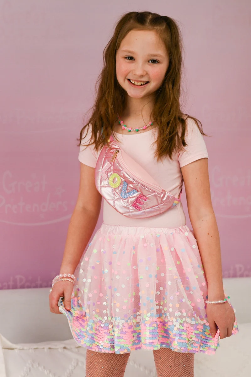 Neon Pink Party Fun Sequins Skirt for Kids Size 4-6