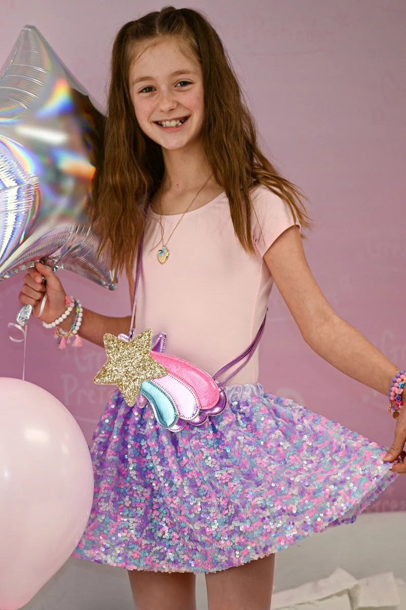 Purple Party Sequins Skirt for Kids Size 4-6 Dress Up