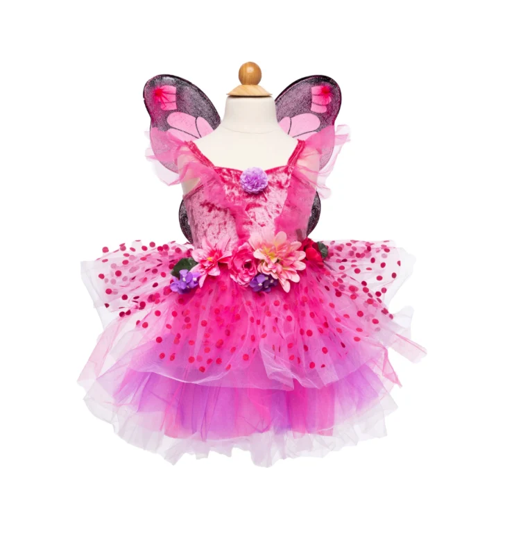Pink Fairy Blooms Deluxe Costume Dress with Detachable Fairy Wings