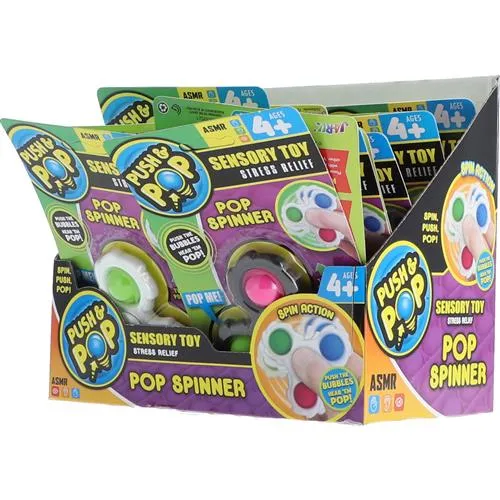 Push and Pop Spinner Sensory Toy Stress Relief Fidget Spinner