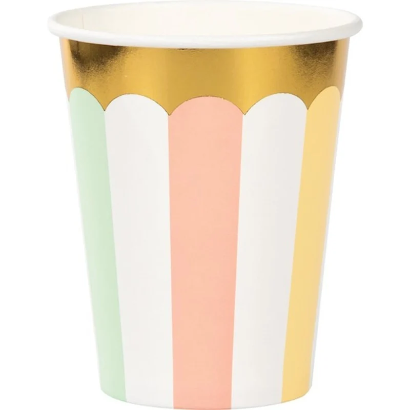 Foil Pastel Party Paper Cups, 9 Oz, 8 Count