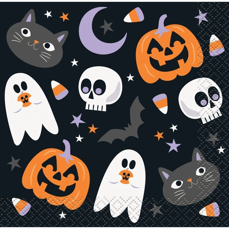 Halloween Night Small Beverage Napkins, 16 Count