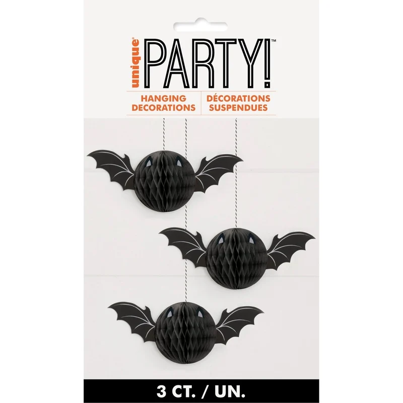 Black Bat Hanging Decorations, 3 Count