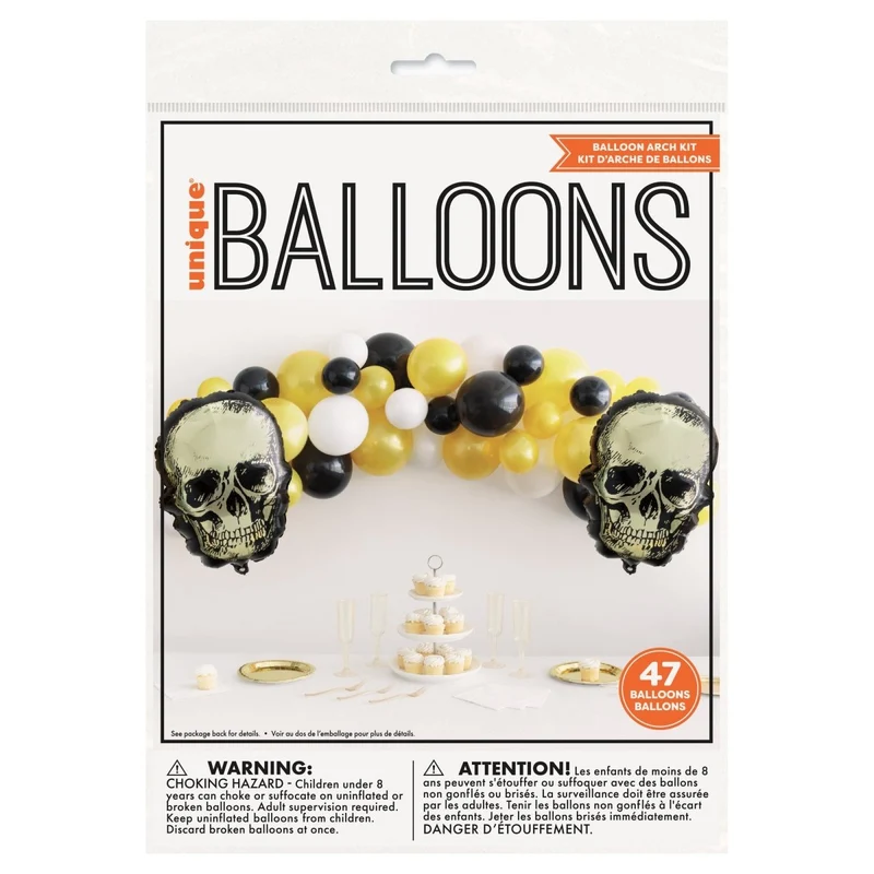 Gold Skull Foil and Latex Balloon Arch Kit, 47 Count