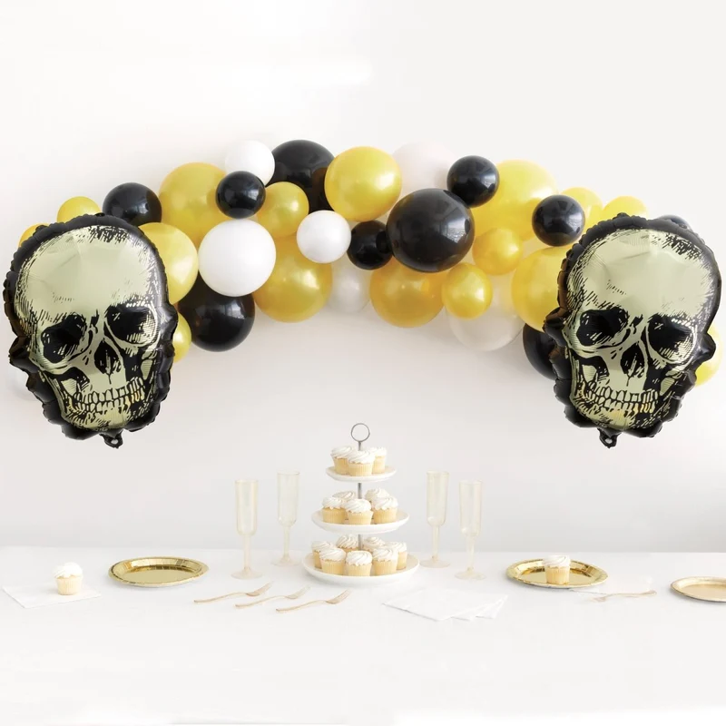 Gold Skull Foil and Latex Balloon Arch Kit, 47 Count